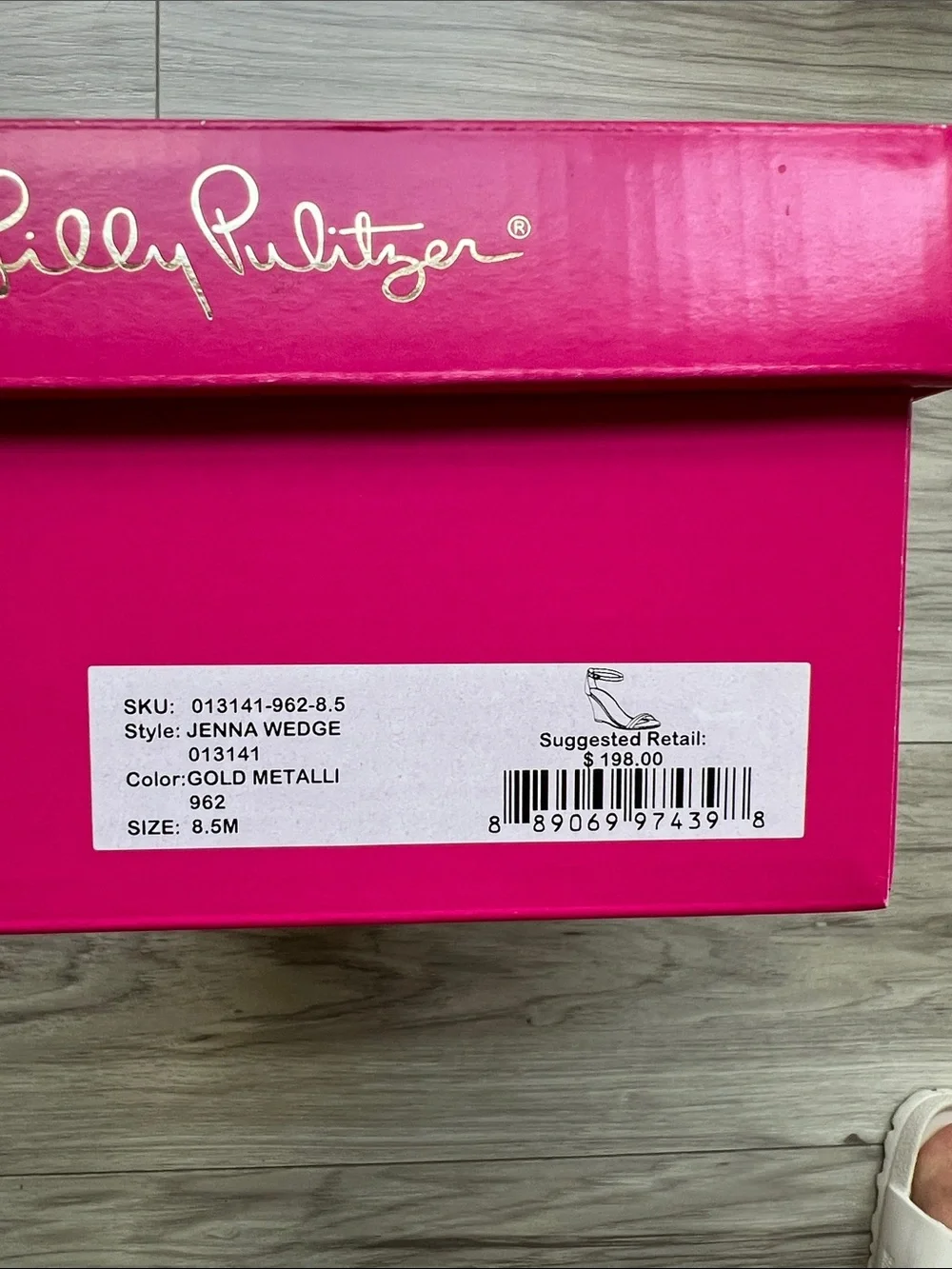 Lilly Pulitzer Jenna Wedge Sandals — Gold Metallic, Size 8.5